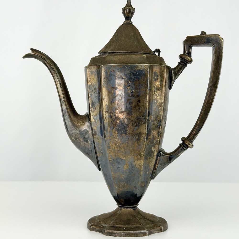 Vintage Sheffield Reproduction Silverplate Coffee Pot Teapot 653 Tarnished